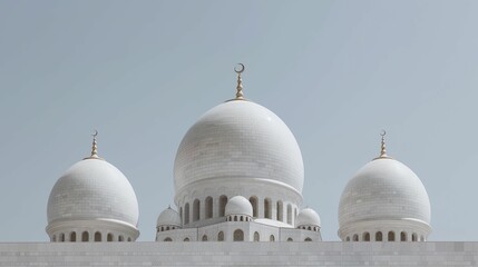 Obraz premium Stars and crescents in mosque design symbolizing faith and tradition, prominently displayed on domes and minarets
