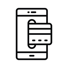 Bank card with mobile phone denoting concept of mobile payment or online payment icon