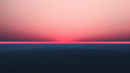Pink Sunset Over Dark Horizon