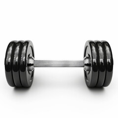 Fototapeta premium A sleek barbell with weight plates, isolated on white background