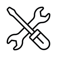 Spanner with screwdriver denoting icon of repairing tools icon