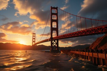 Emotional Bridge Golden Gate's vibrant expressionism an artistic journey betwe, generative IA