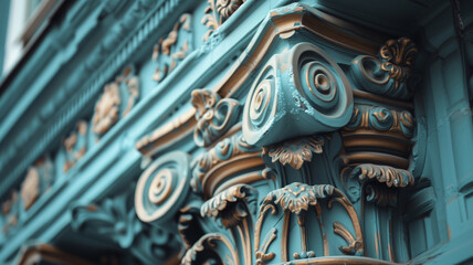Fototapeta premium A detailed close-up of an ornate Victorian-style building with decorative elements
