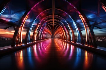 Weaving the future a fusion of modern abstract art and neon in the stylistic rei, generative IA