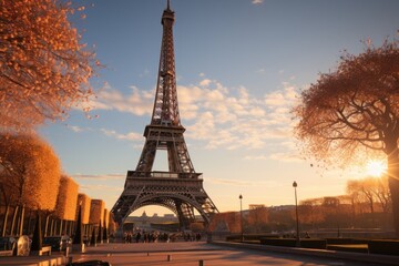 Eiffel Tower a minimalist symphony of colors and features, uniting simplicity an, generative IA