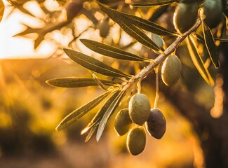 Olive Tree On The Country. Leaves closeup. Mendoza, Argentina.