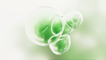 透明な泡が宙に浮かぶ3Dレンダリングイメージ, 環境やエコロジーのコンセプト