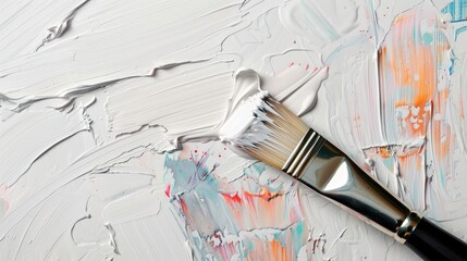 Professional paintbrush with samples on white background