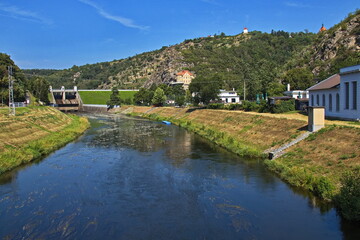 Fototapeta premium View of river Thaya (Dyje) in Znojmo,South Moravian Region,Czech Republic,Europe 