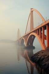 Obraz premium Vintage Bridge simple lines and faded tones in a minimalist representation that , generative IA