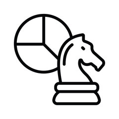 Chess piece with pie diagram denoting the concept of business strategy modern icon