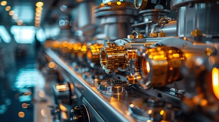 Fototapeta premium Close-Up of Yacht Engine Components. Close-up view of intricate yacht engine components, showcasing the precision engineering and advanced technology used in modern vessels.