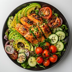 High-Quality Keto Bowl with Grilled Salmon and Veggies
