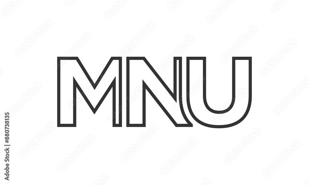 Fototapete MNU logo design template with strong and modern bold text. Initial based vector logotype featuring simple and minimal typography. Trendy company identity.