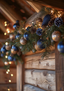 christmas decoration in an olv woodcabin