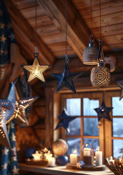 christmas decoration in an olv woodcabin