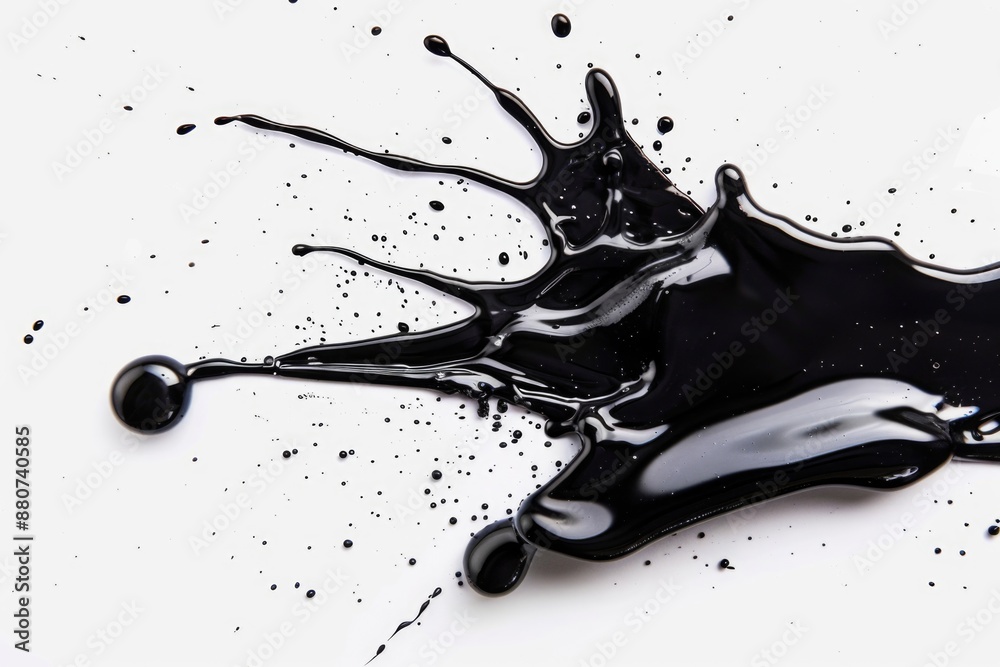 Poster close-up image of a single liquid drop on a clean white surface