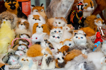 Sale of designer souvenirs and soft toys.