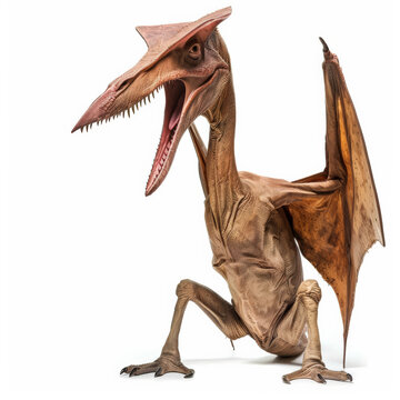 A majestic Pterodaustro with its unique jaw and small teeth, appearing ready to fish, isolated on white background.