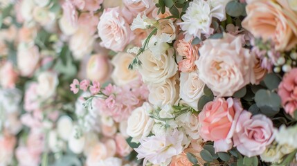 Soft colored floral backdrop for a wedding