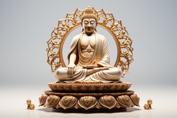 Fototapeta premium Buddha Shakyamuni Siddharta Gautama 3D illustration with white background, generative IA