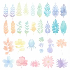Fototapeta premium Boho elements watercolor clipart pastel