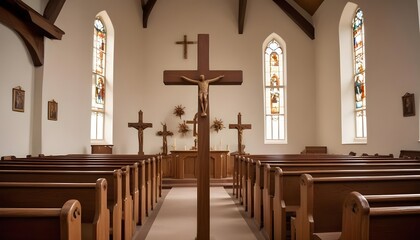Wooden cross in church