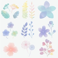 Boho elements watercolor clipart pastel