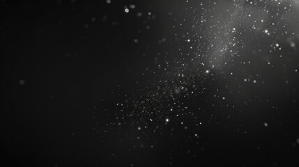Fototapeta premium Abstract White Particles Floating In Black Background