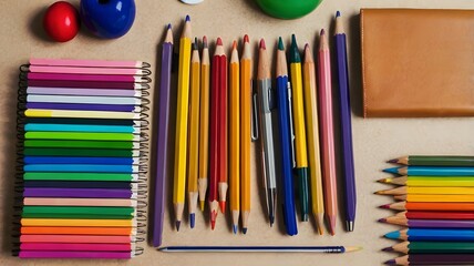 pencils on a wood background