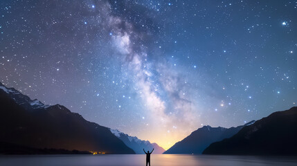 Light painting with milky way