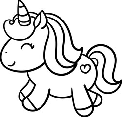 Adorable Unicorn Cartoon Vector Illustration