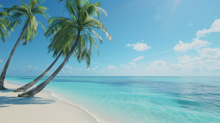 Obraz premium Palm trees on the beach on a tropical island 