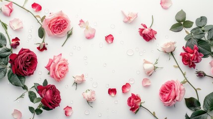 White background with roses