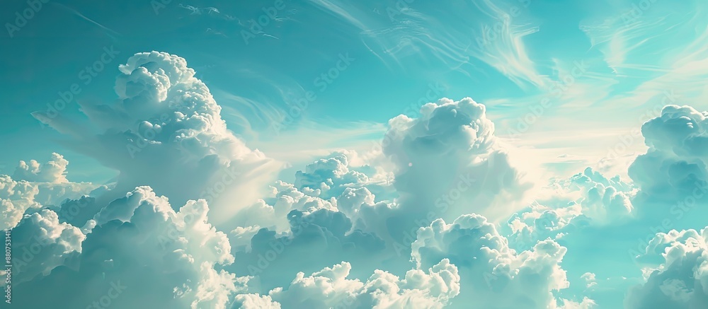 Poster breathtaking sky featuring fluffy clouds in a copy space image