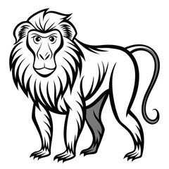 Stunning Baboon Line Art Vector Illustration Perfect for Your Creative Projects