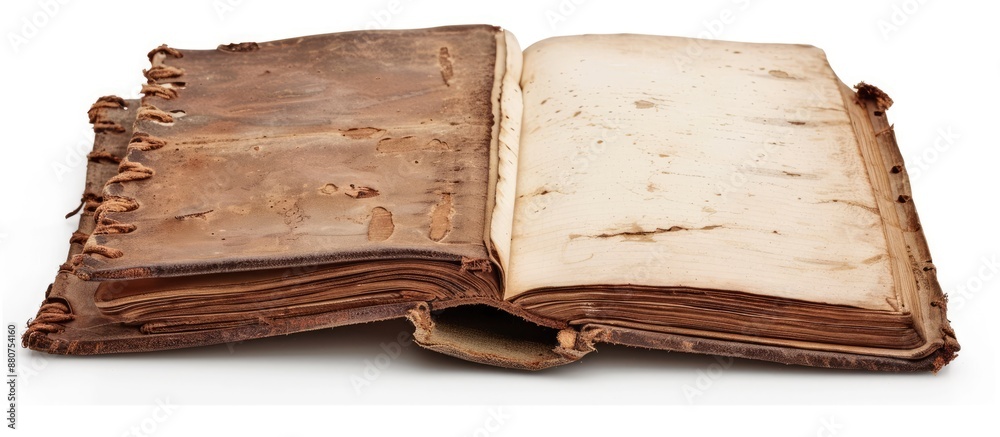 Leinwandbilder a vintage empty notebook on a white background with space for text or images. copy space available