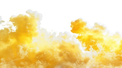 Yellow Clouds. White Background with Isolated Yellow Clouds in Comic Style