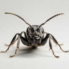 a close up of a bug on a white surface

