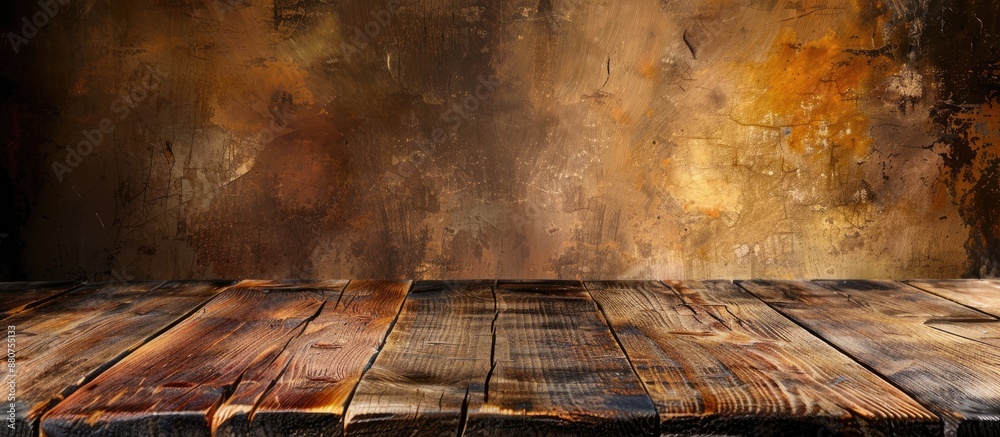 Poster close up studio shot of an aged wooden table with copy space image available