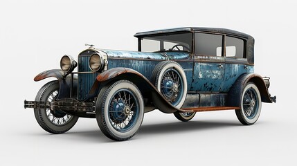 antique old car isolated on white background ,vintage sport car cut out