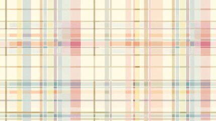 Colorful pastel plaid pattern background with intersecting lines in various shades. Ideal for textile, fashion, and design projects.