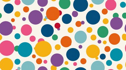 Colorful polka dot pattern background with various sized circles. Vibrant and playful design suitable for fabric, wallpaper, and decor.