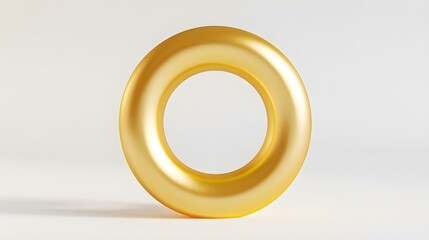 Gold inflatable Ring on a white Background with Copy Space