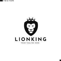 Lion with crown logo. Wild animal