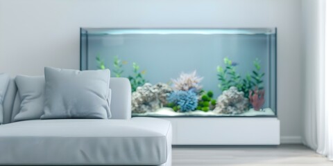 Large aquarium in houses living room. Concept Home Decor, Interior Design, Aquatic Environments