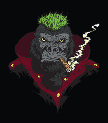 vector image of a gorilla in the dark of night