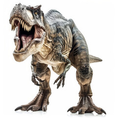 A fierce Giganotosaurus with its large size and sharp teeth, looking menacing, isolated on white background.