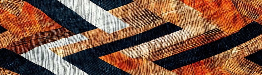 Abstract chevron pattern with vibrant earthy tones and textured details, perfect for backgrounds, textiles, and decor design.