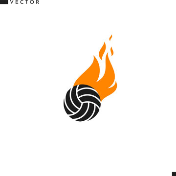 Volleyball ball with fire sign. Vector illustration EPS10. Isolated valleyball ball on white background